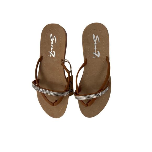 Seven7 New Cute Caramel slippers with sequins cross straps size 10 - Picture 2 of 11